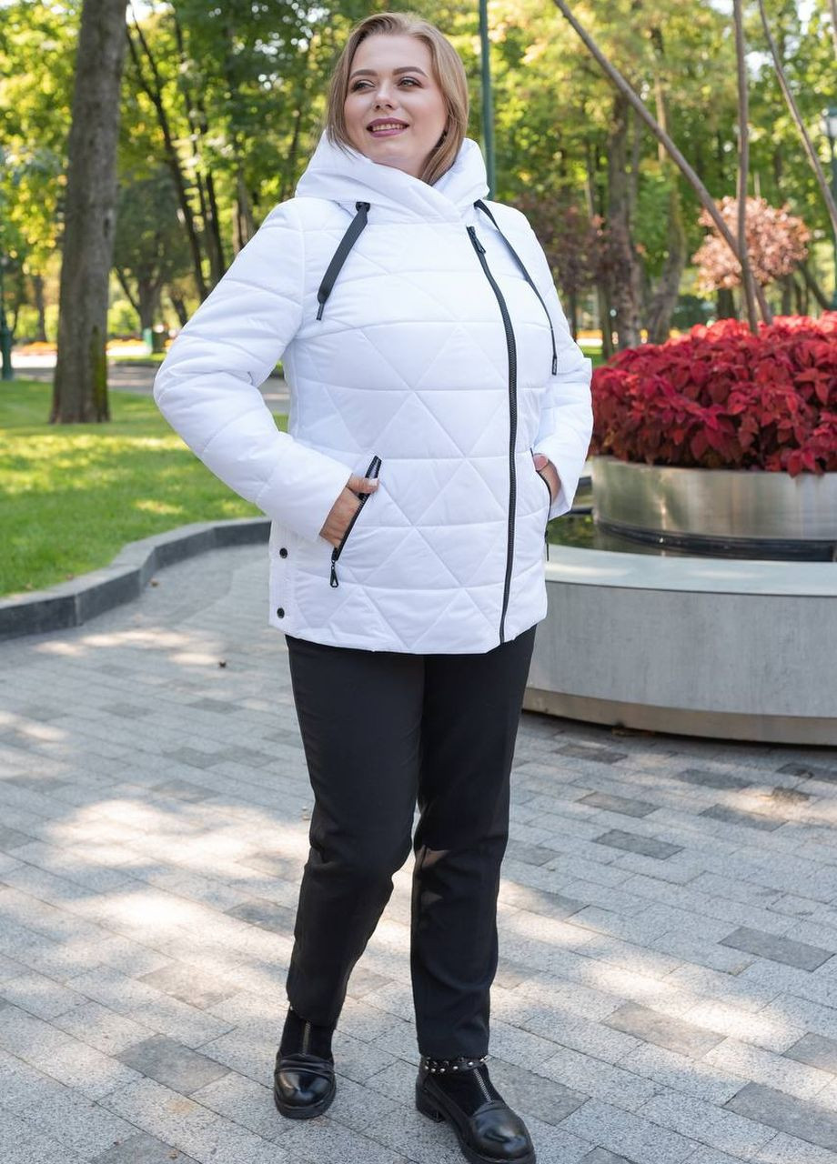 Біла демісезонна демісезонна жіноча куртка великого розміру SK
