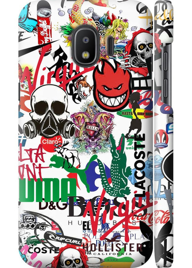 3D пластиковий матовий чохол 'Many different logos' для Endorphone Samsung Galaxy J2 2018 (257903247)