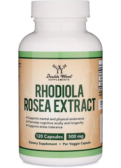 Double Wood Rhodiola Rosea Extract 500 mg 120 Caps Double Wood Supplements (258499783)