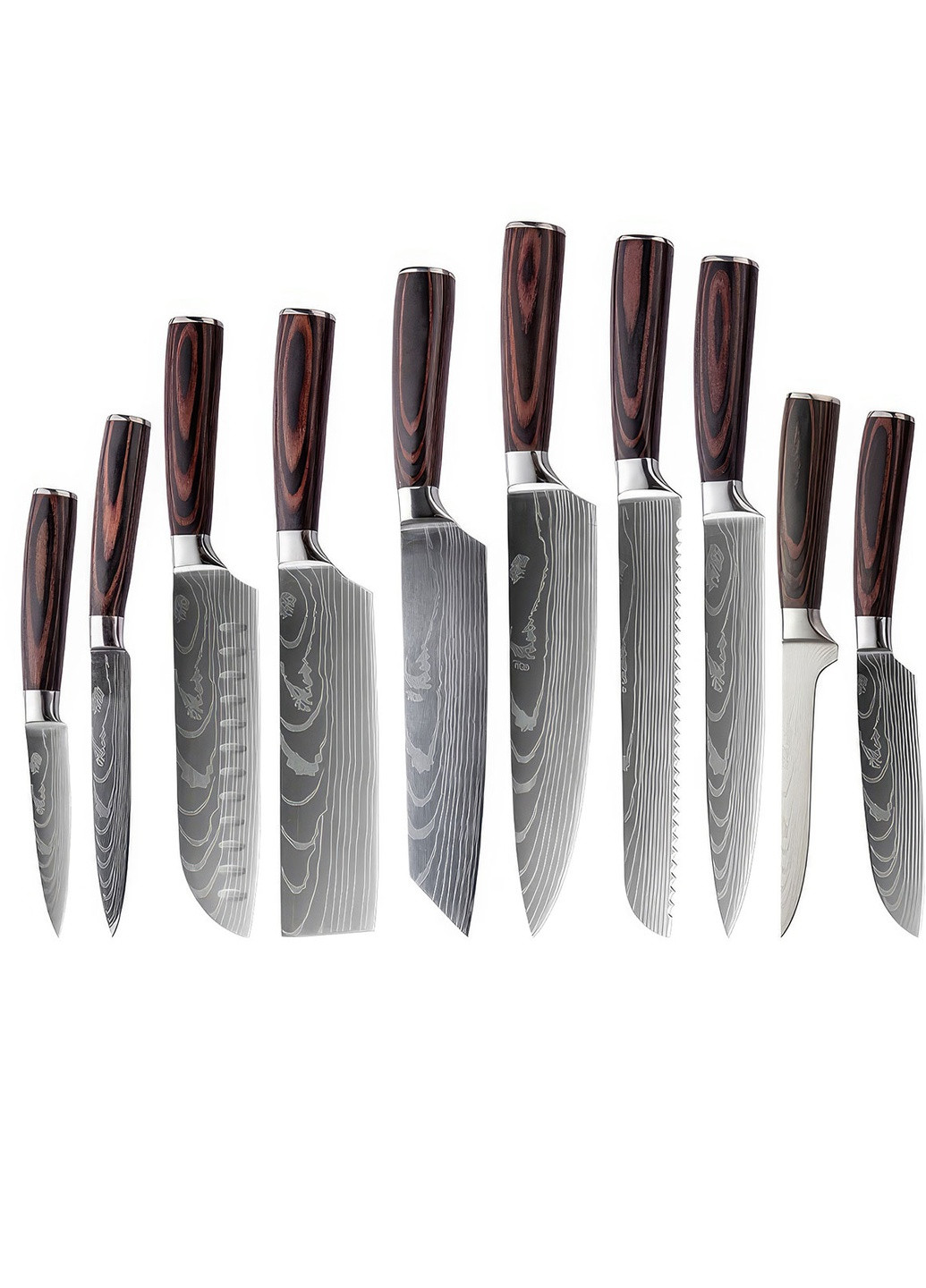 Набір ножів з нержавіючої сталі / професійні ножі для кухні / для м'яса, риби, овочів / 10 предметів DobraMAMA сірий, нержавіюча сталь