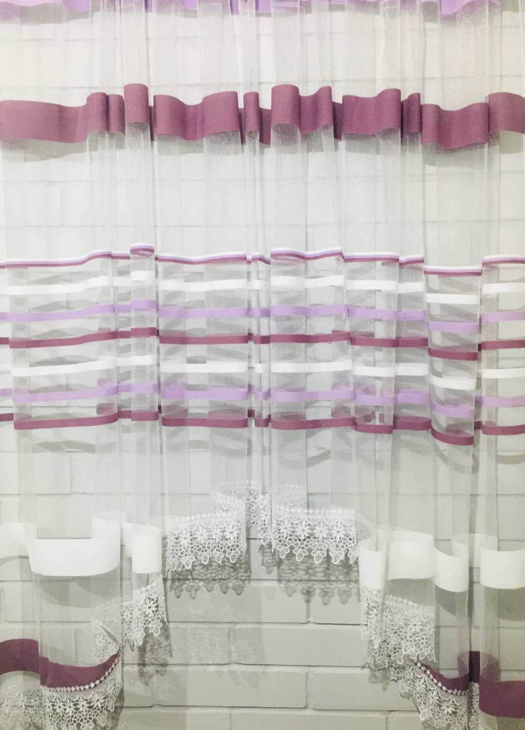 Тюль короткий арка льон на кухню/балкон бузковий 160х300 см No Brand (259679663)