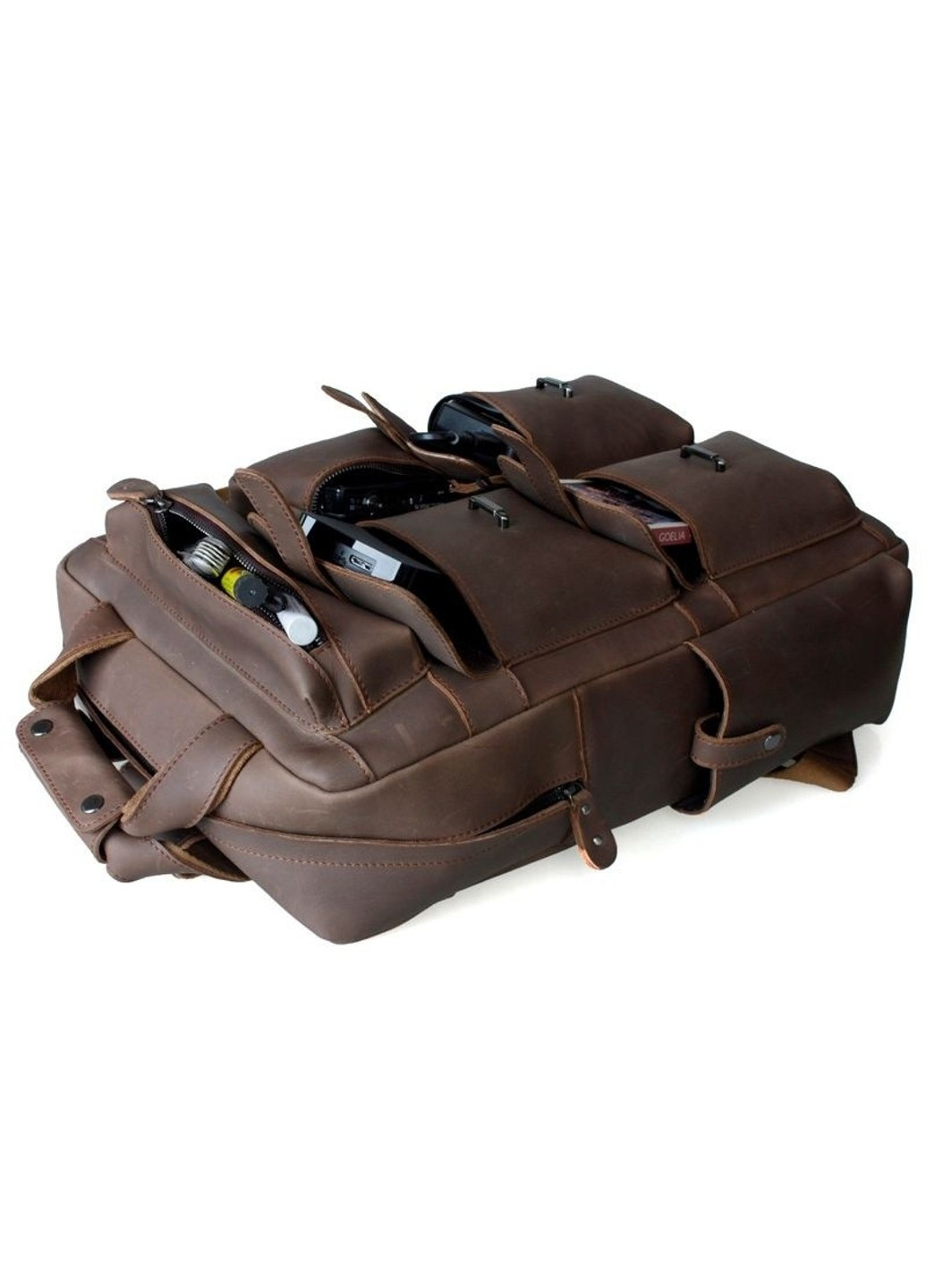 Шкіряна коричнева чоловіча рюкзака TiDing TID30814 Tiding Bag (263776508)