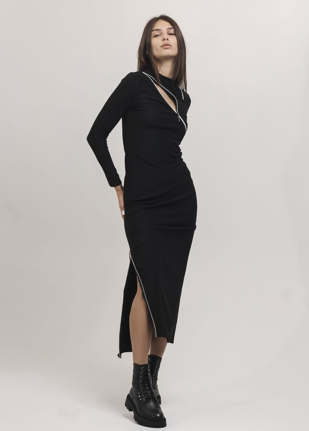 Чорна кежуал сукня чорна на блискавці MZR
