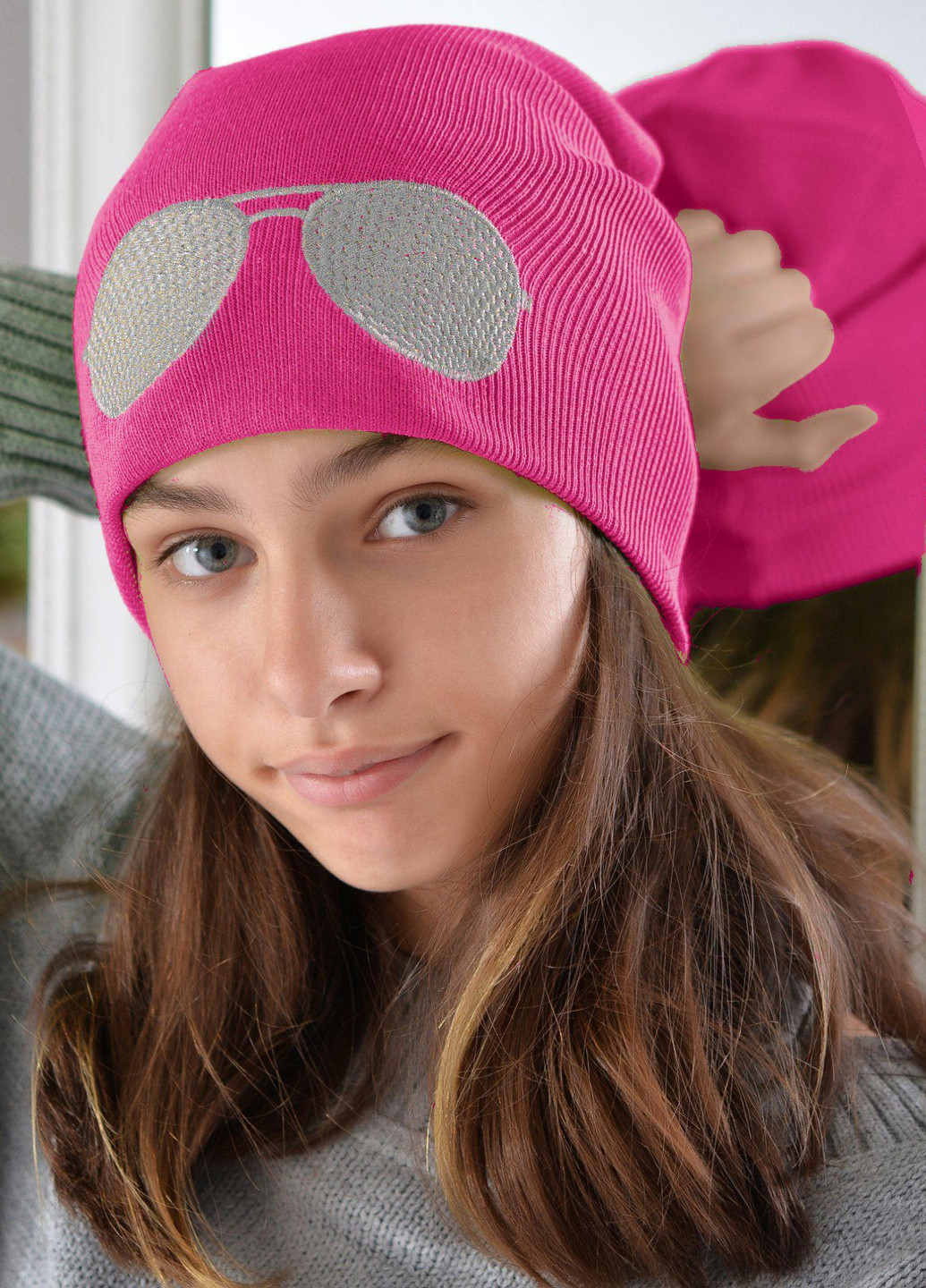 Шапки Шапка для дівчаток малинова (очки серебро) Lemanta (259482069)