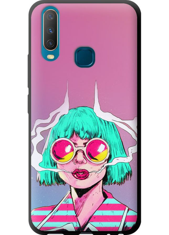 TPU черный чехол 'Поп арт девушка' для Endorphone Vivo Y15 (276194995)
