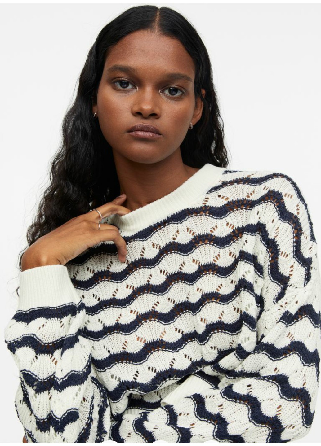 Молочный демисезонный женский ажурный свитер н&м (56134) xs молочный H&M