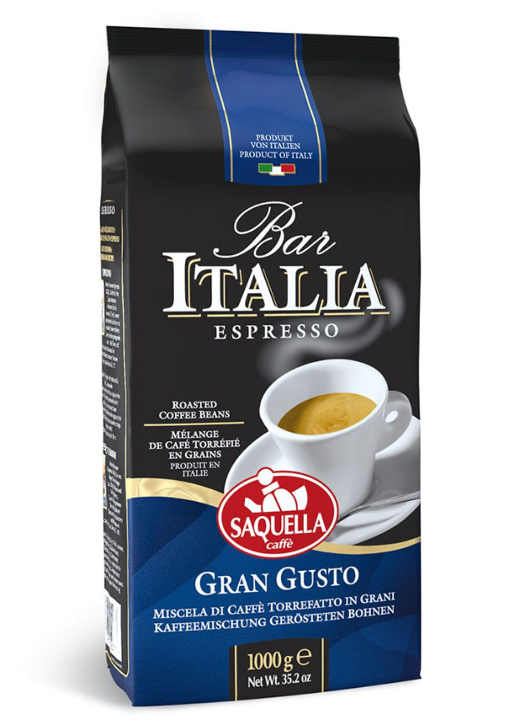 Кофе в зернах Bar Italia Gran Gusto 1 кг SAQUELLA - (258673208)