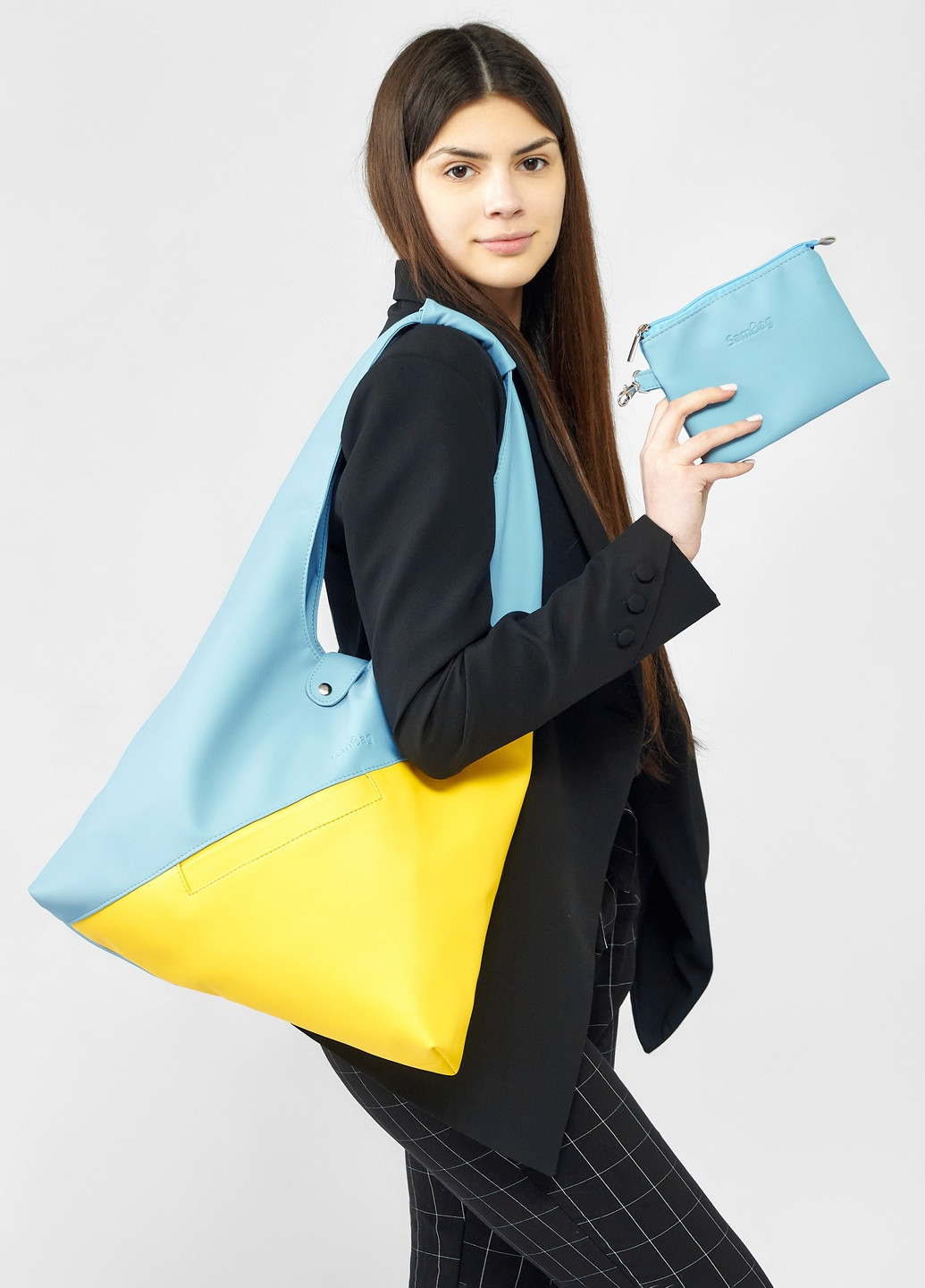 Жіноча сумка HOBO M жовто-блакитна Sambag (259040449)
