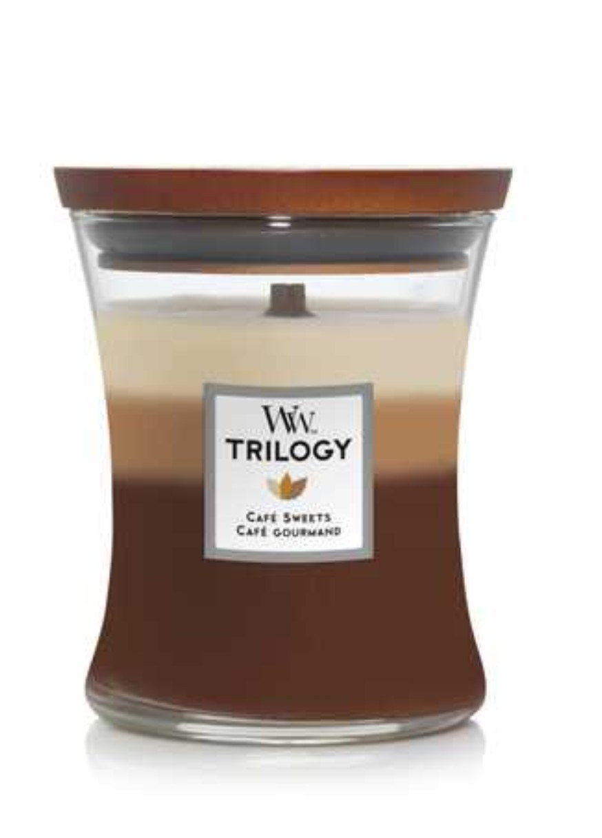Ароматична свічка з тришаровим ароматом Medium Trilogy Cafe Sweets WoodWick (268133715)