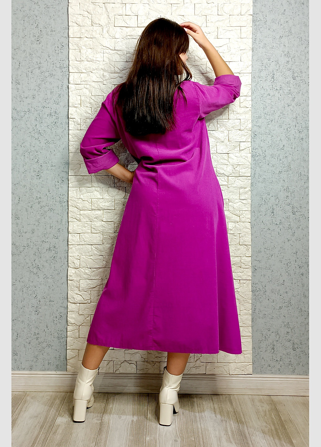 Фуксиновое (цвета Фуксия) кэжуал платье а-силуэт New Collection однотонное