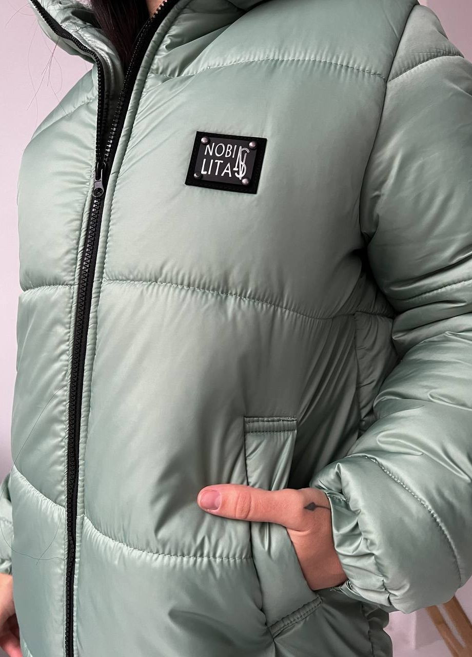 Фисташковая зимняя куртка стеганая Украина UM Butik