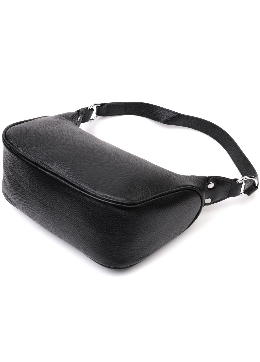 Акуратна шкіряна сумка жіноча напівкруглого формату з однією ручкою 22411 Чорна Vintage (276457595)