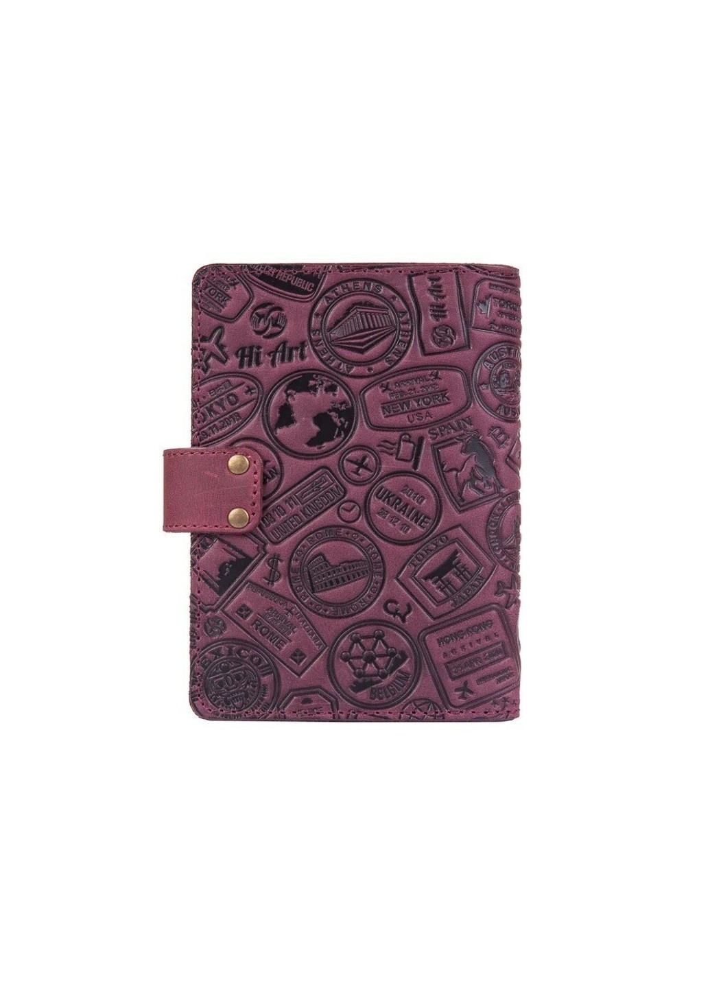 Обкладинка для паспорта зі шкіри «Let's Go Travel» PB-02/1 Shabby Alga Темно-зелений Hi Art (268371708)