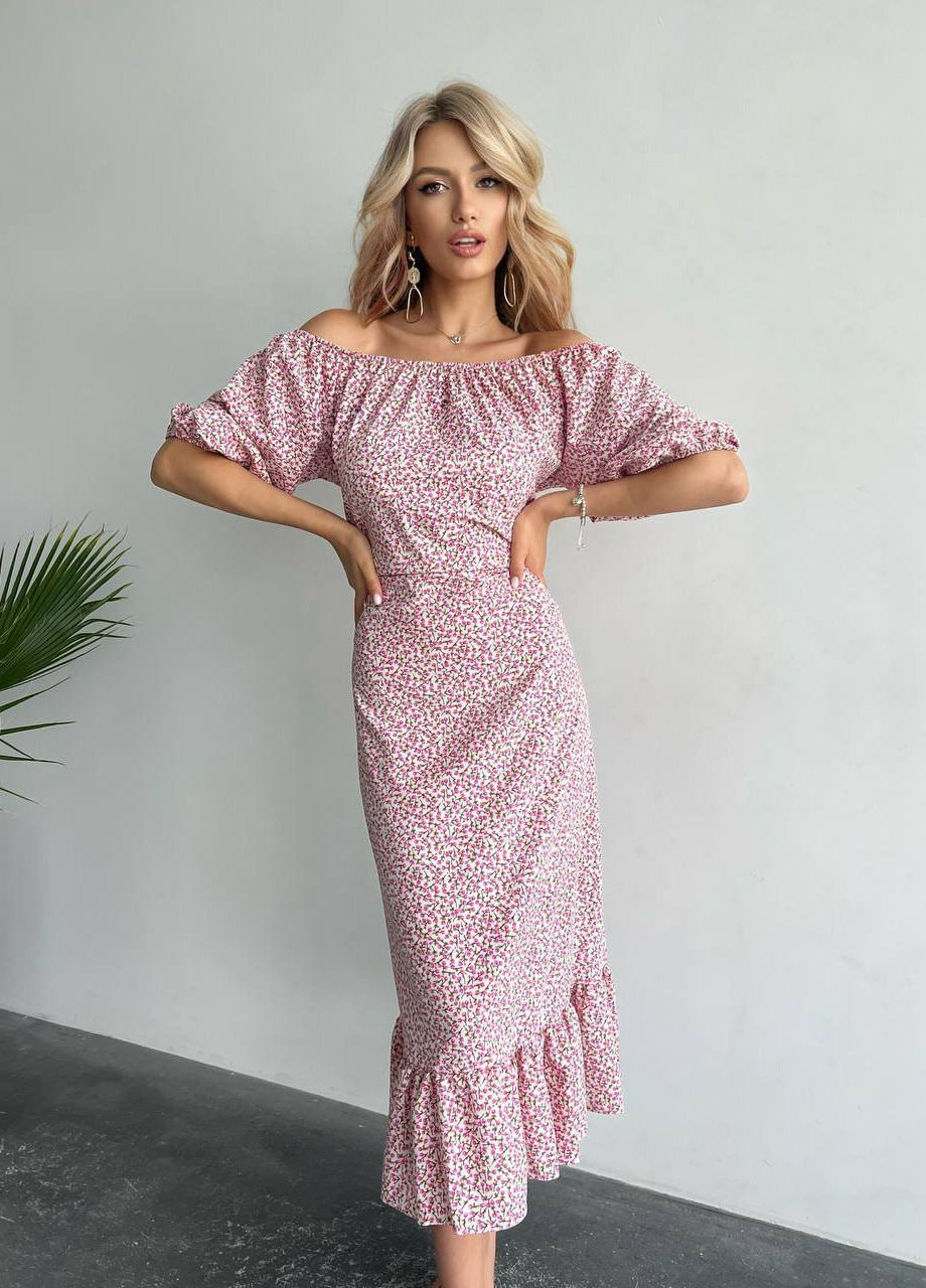 Розовое женское платье софт No Brand