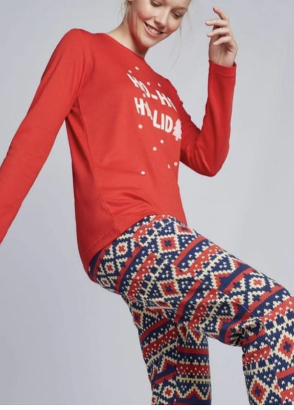 Красная зимняя женская пижама Gisela