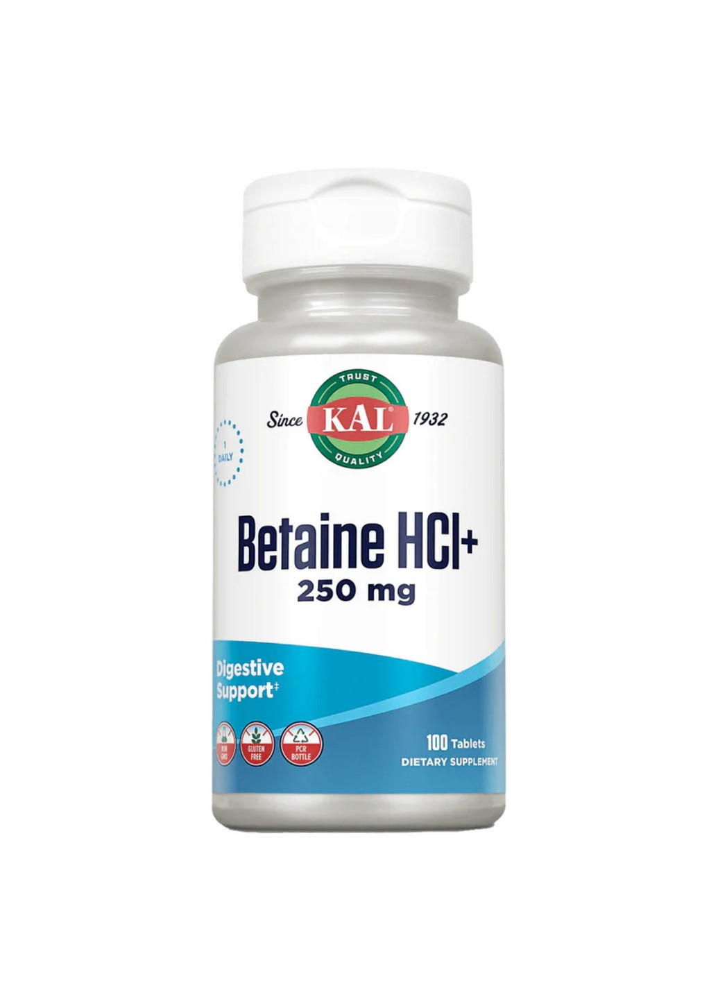 Бетаїн Гідрохлорид з Пепсином Betaine HCl Plus 250мг - 250 таб KAL (273253714)