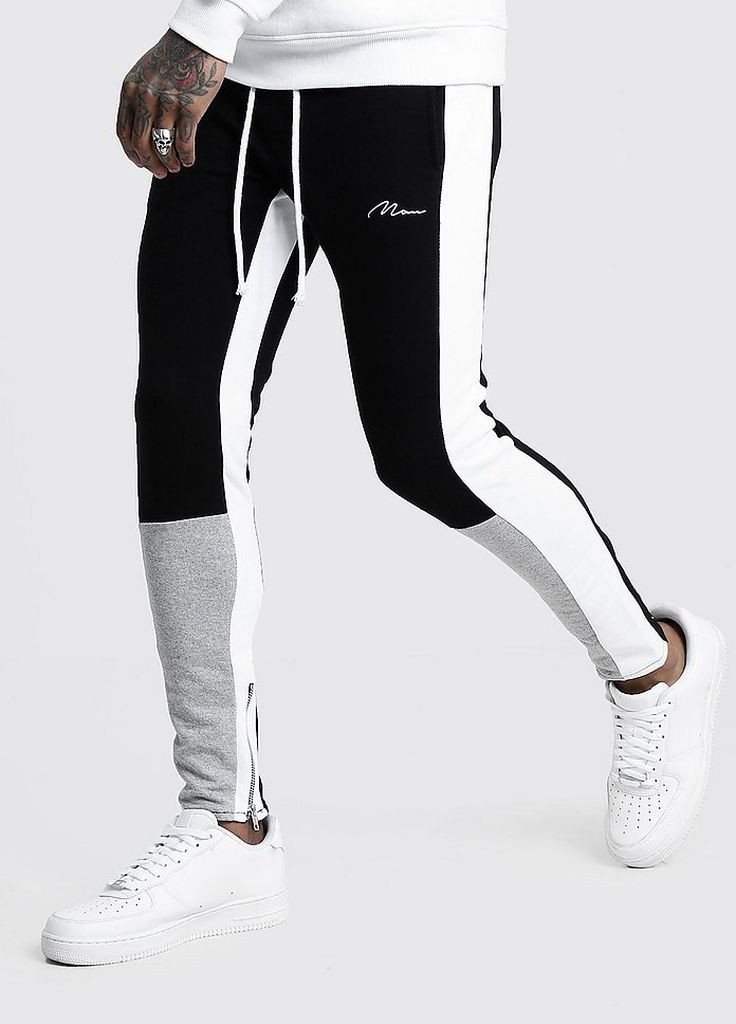 Черно-белые спортивные демисезонные джоггеры брюки Boohoo