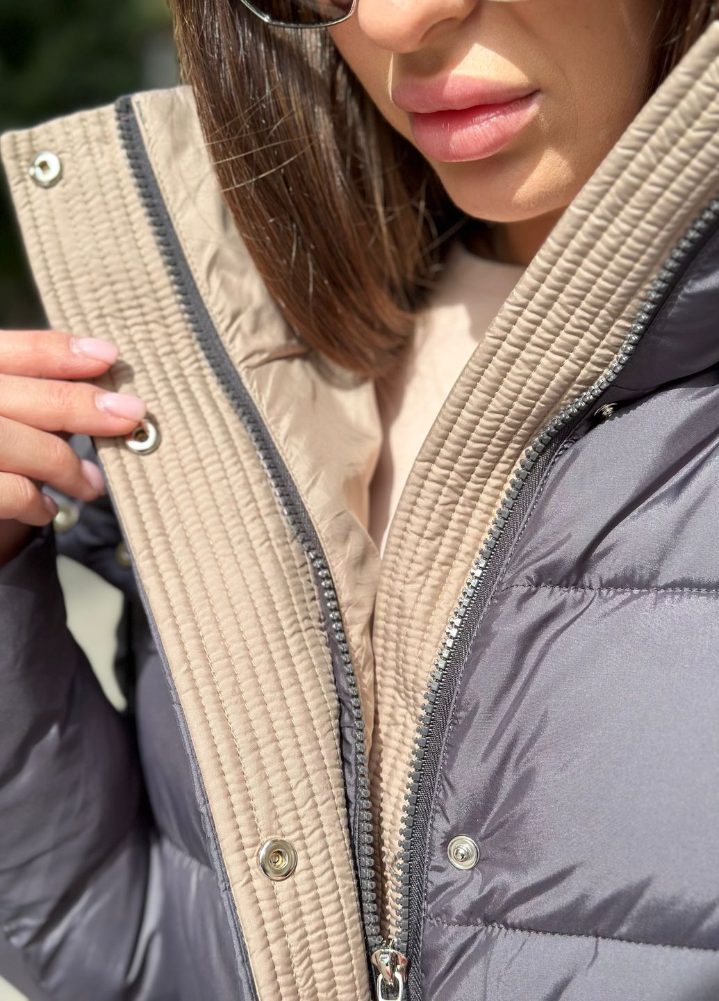 Графітове зимнє Жіноче зимове довге пальто 70672 Fodarlloy