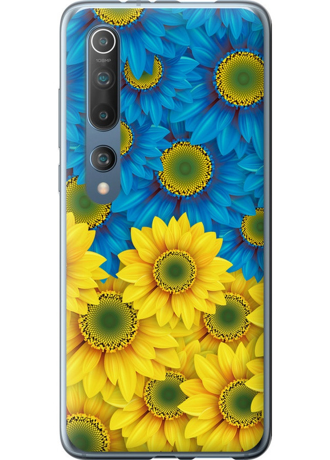 Силиконовый чехол 'Жёлто-голубые цветы' для Endorphone xiaomi mi 10 (257828219)