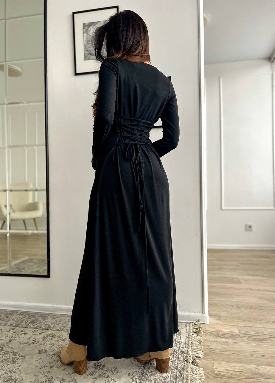 Черное повседневный платье клеш Garna однотонное