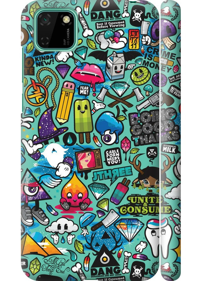 3D пластиковий матовий чохол 'Стікер бомбінг 1' для Endorphone Huawei Y5p (258591482)