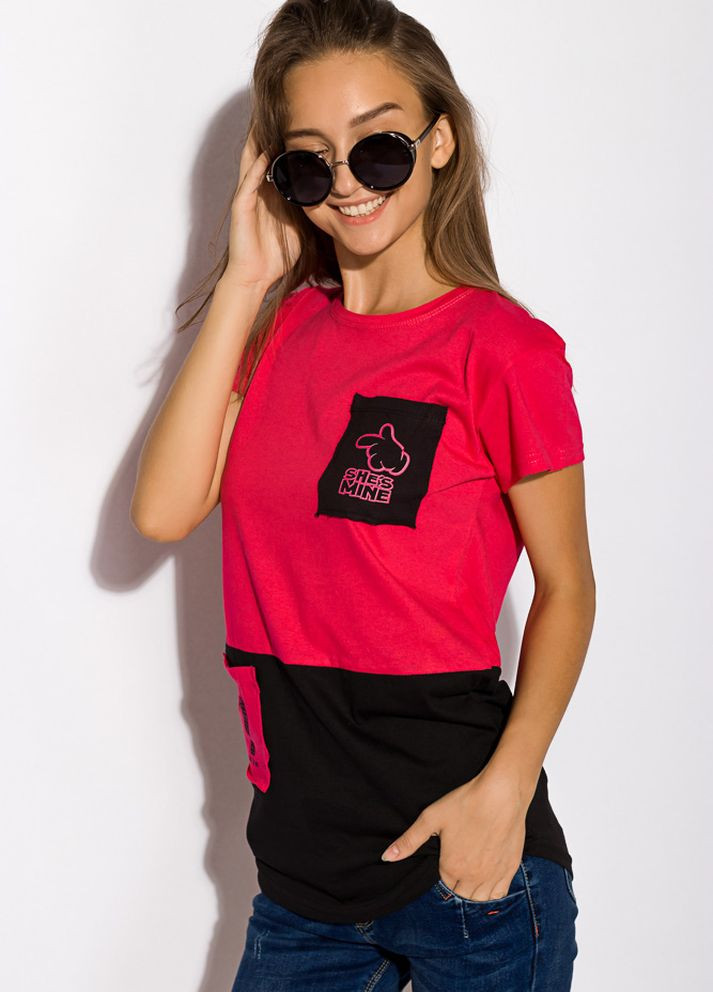 Малиновая летняя футболка женская 317f075 хлопковая (малиновый) Time of Style