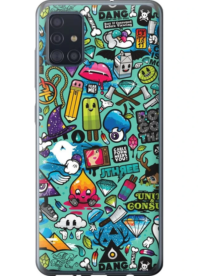 2D пластиковый чехол 'Стикер бомбинг 1' для Endorphone Samsung Galaxy A51 2020 A515F (257880574)