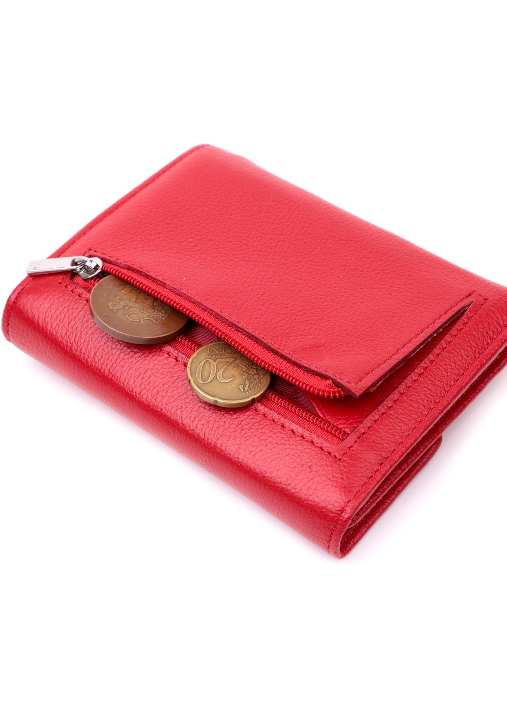 Женский яркий кошелек с монетницей из натуральной кожи 19493 Красный st leather (277980501)