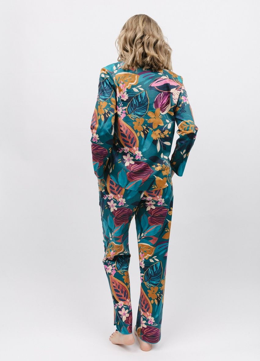 Бирюзовая всесезон женская пижама 9892-9893 кофта + брюки Cyberjammies Maple