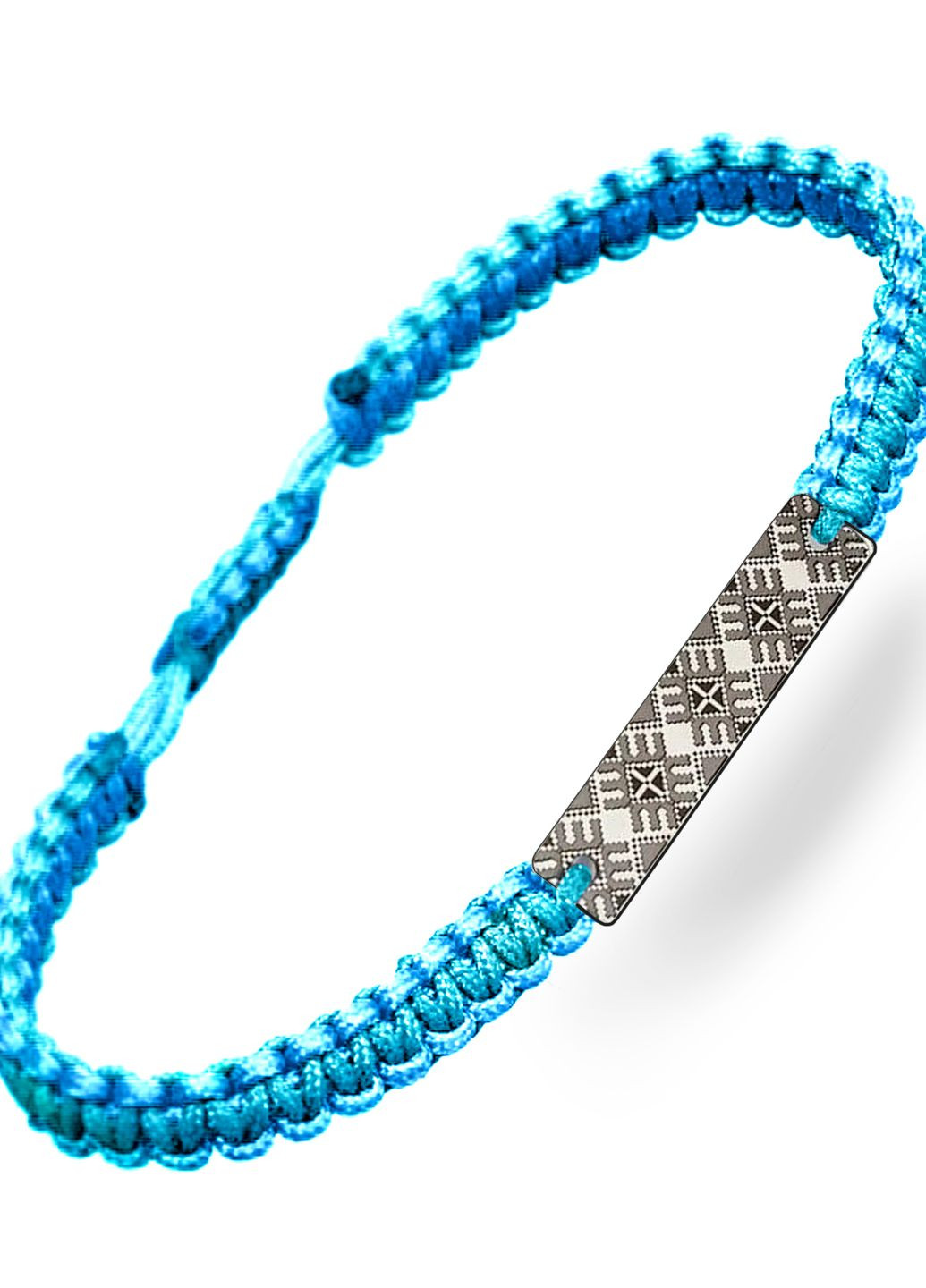 Серебряный браслет шамбала Вышиванка голубая шелковая нить «Подсолнухи» регулируеться родированный Family Tree Jewelry Line (266140720)