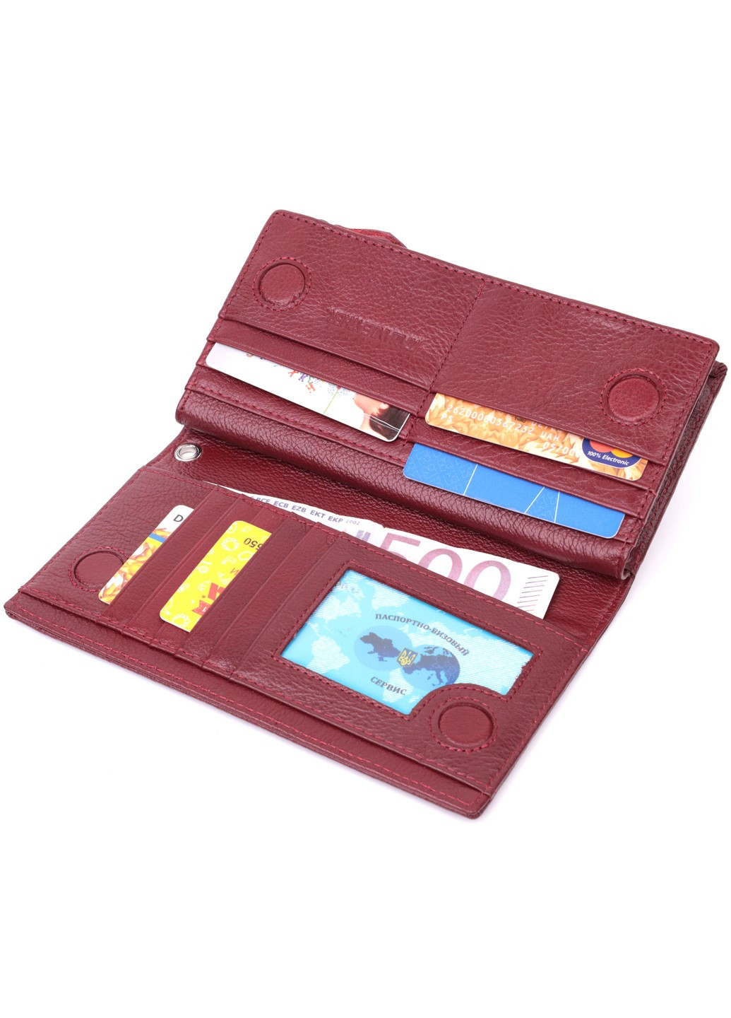 Сучасний гаманець-клатч для стильних жінок із натуральної шкіри 22534 Бордовий st leather (277980544)