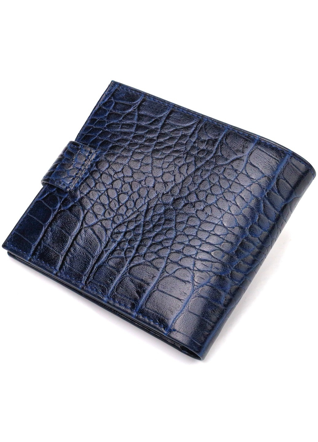 Бумажник для мужчин горизонтального формата из натуральной кожи с тиснением под крокодила 21769 Синий Canpellini (259874110)