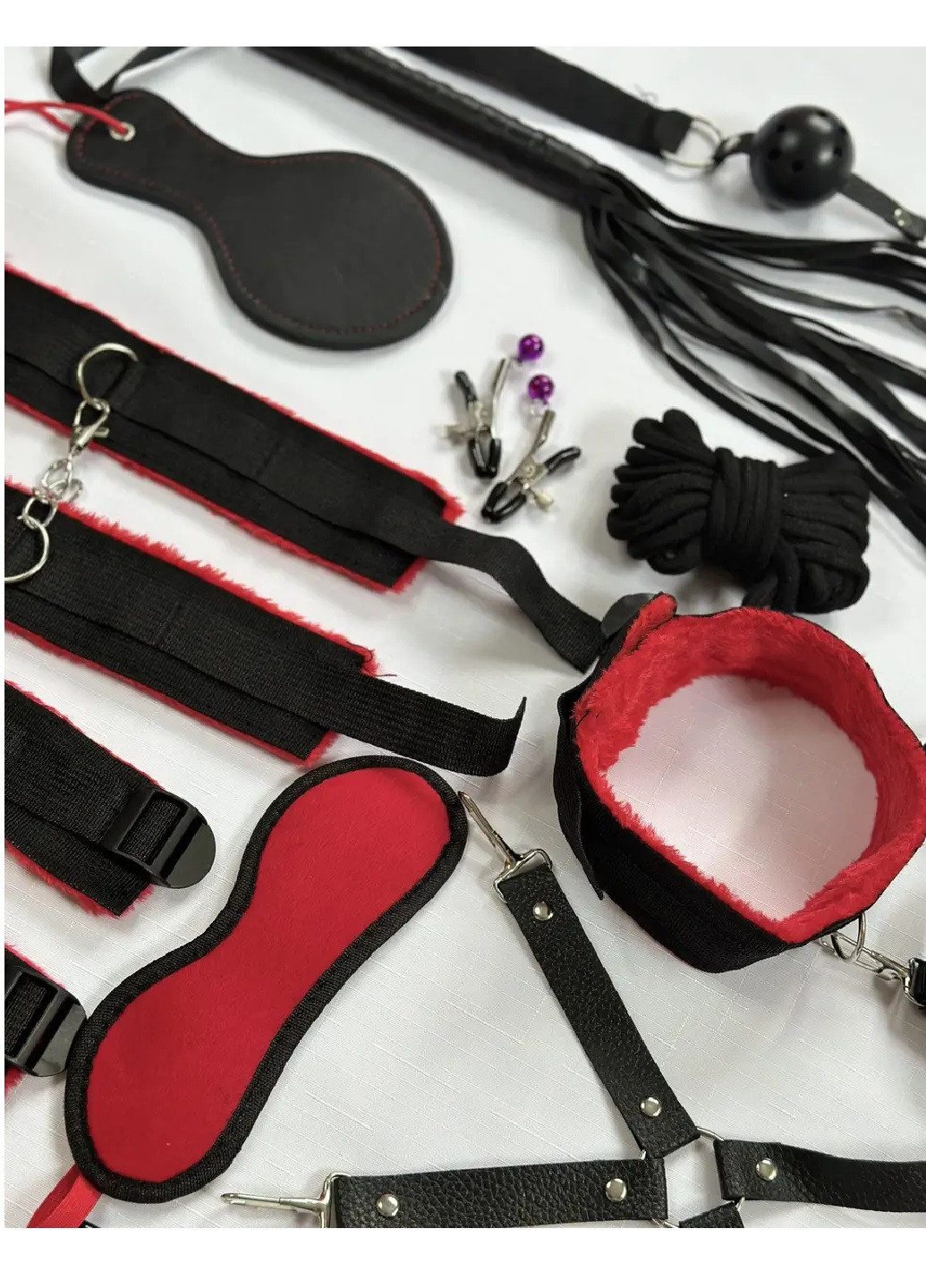 Бдсм набір 42 предмети для рольових ігор фетиш, вібратор, анальна пробка наручники кляп No Brand (276650443)