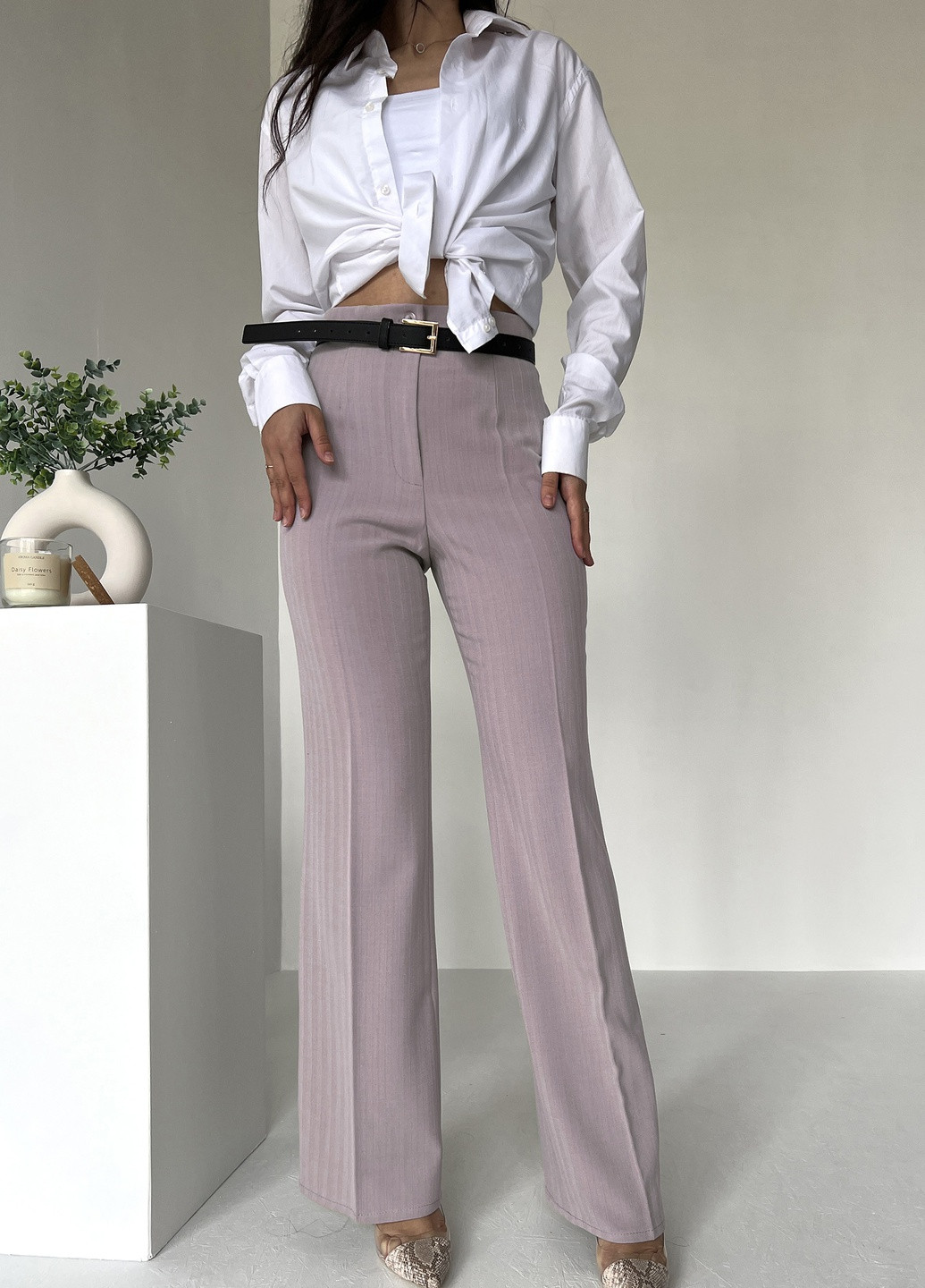 Стильні прямі штани середньої посадки INNOE брюки (259664616)