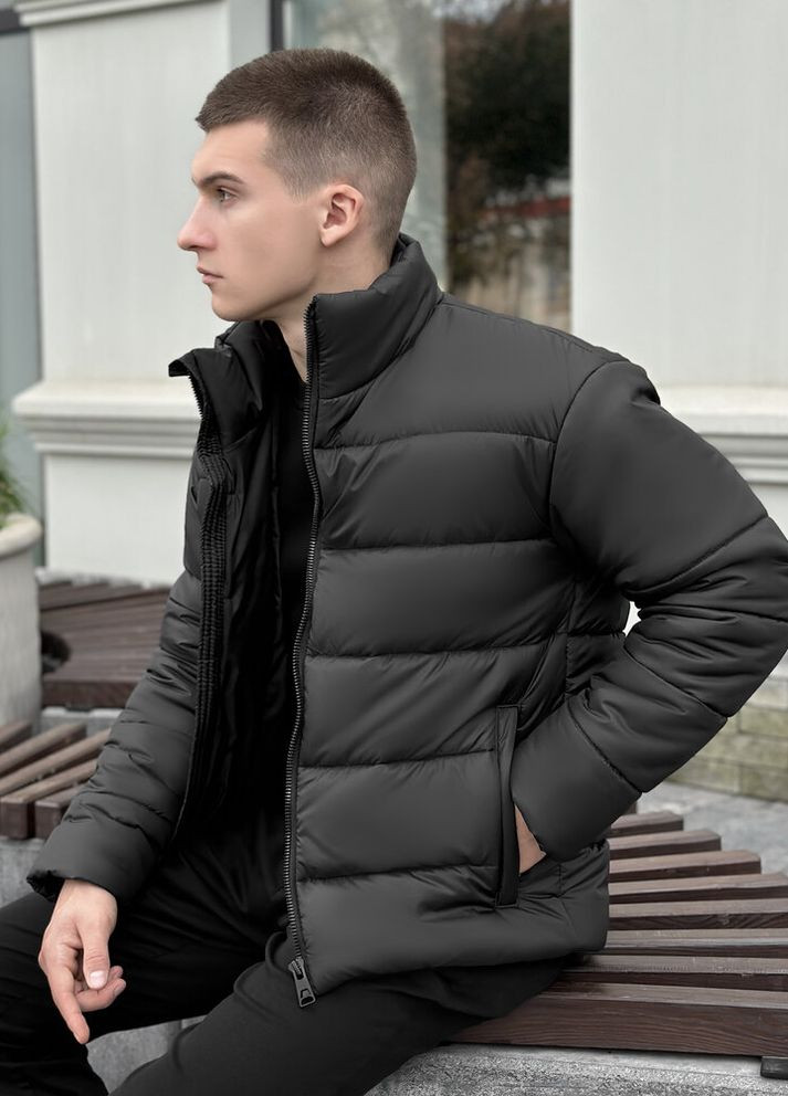 Черная зимняя куртка bubble gum черный Pobedov