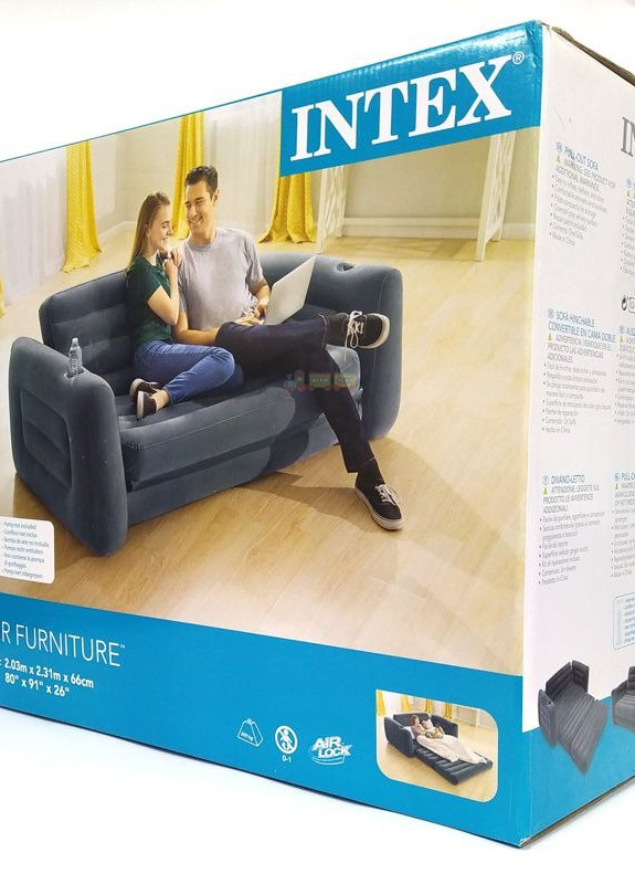 Надувний диван - трансформер із підсклянником Intex (259215103)