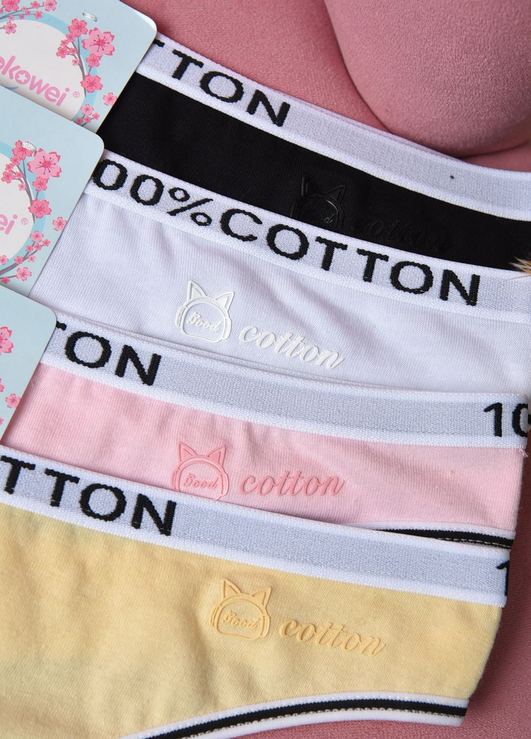Набор женских стринг хлопковых 4 шт Let's Shop (276456798)