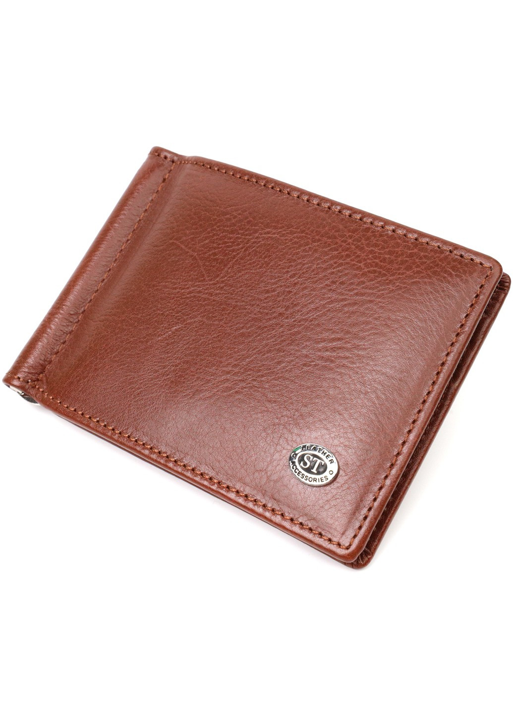 Зручний затискач для грошей із натуральної гладкої шкіри 19427 Коричневий st leather (267927757)