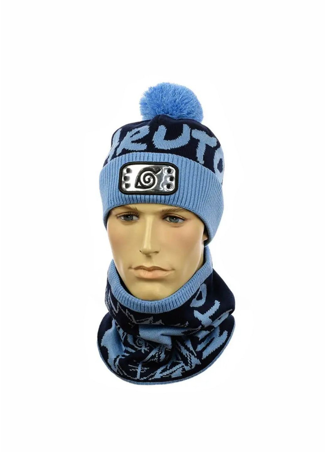 Детский зимний комплект шапка с помпоном + снуд Наруто / Naruto No Brand дитячій комплект шапка + снуд (277167394)