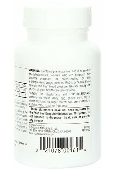 L-Phenylalanine 500 mg 100 Tabs Source Naturals (257342554)