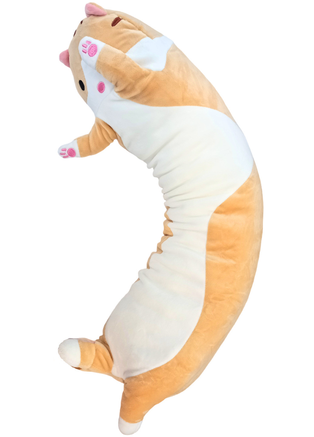 Кіт батон м'яка іграшка антистрес подушка плюшевий котик обіймашка 70 см бежевий No Brand (264078165)
