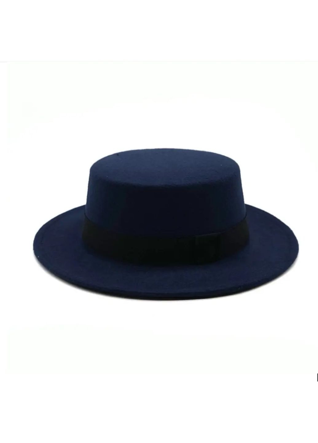 Стильна фетровий капелюх Канотьє з стрічкою Синій No Brand (257440518)
