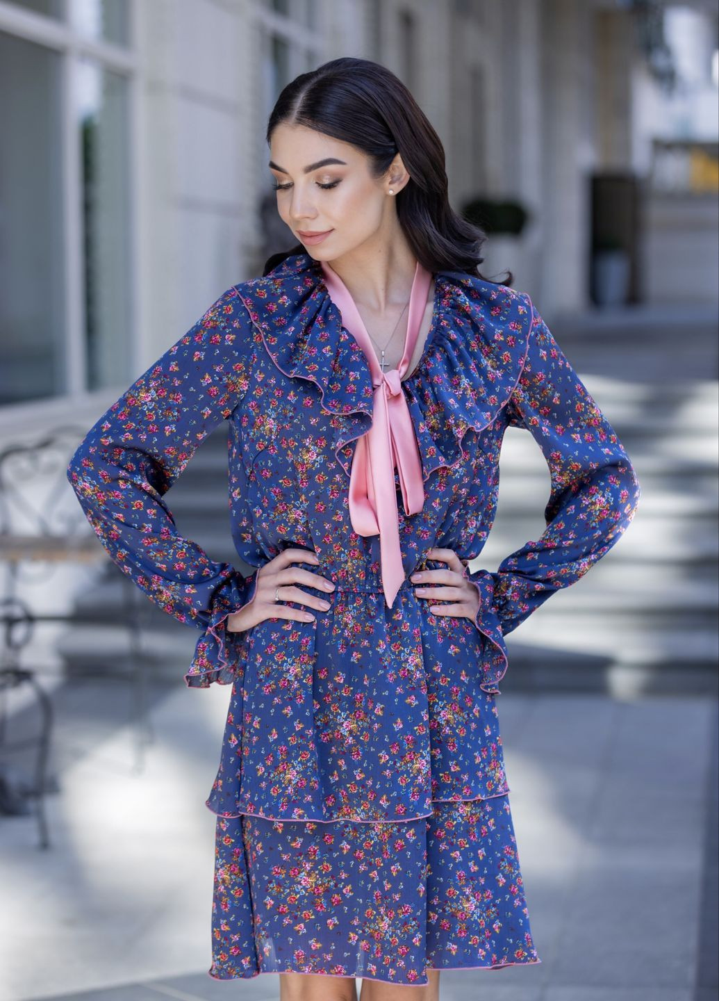 Темно-синее платье "melanie" Marzo Atelier с цветочным принтом