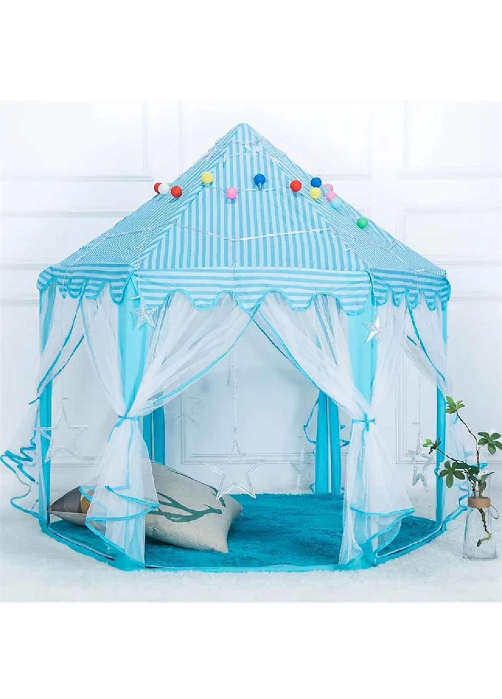 Детская игровая палатка шатер домик замок дворец для детей малышей 135х135х140 см (475197-Prob) Голубой Unbranded (263056526)