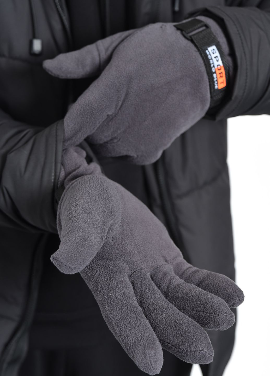 Перчатки мужские флисовые темно-серого цвета Let's Shop (277609059)