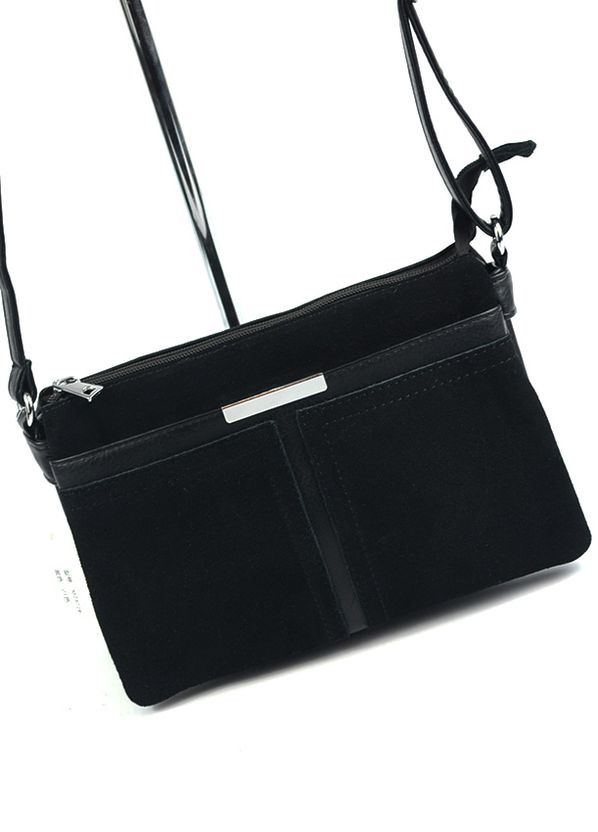 Замшевый женский черный клатч на 5 отделений, маленькая сумочка из натуральной замши на плечо No Brand (266423746)