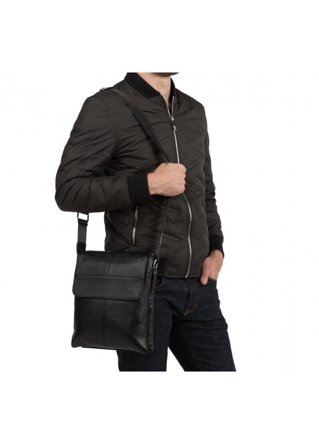 Чоловіча шкіряна чорна сумка-мішок для приладдя A25-064a Tiding Bag (276773369)