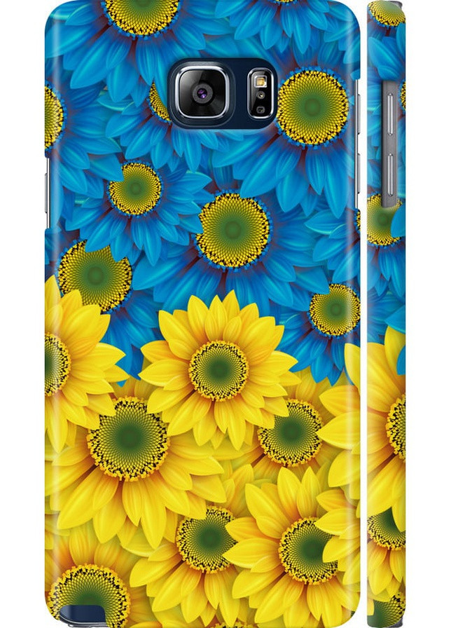 3D пластиковый матовый чехол 'Жёлто-голубые цветы' для Endorphone samsung galaxy note 5 n920c (257952773)