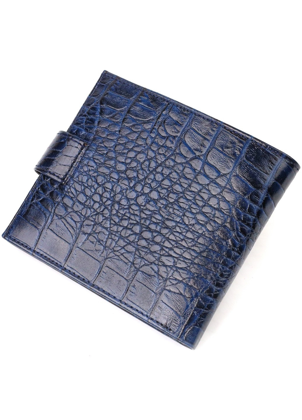 Мужской стильный кошелек горизонтального формата из натуральной кожи с тиснением под крокодила 21758 Синий Canpellini (259874142)