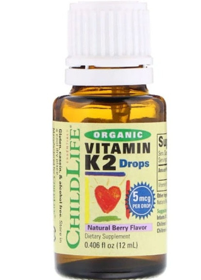 Organic, Vitamin K2 Drops, 0.406 fl oz 12 ml Natural Berry Flavor CDL14500 ChildLife (256719648)